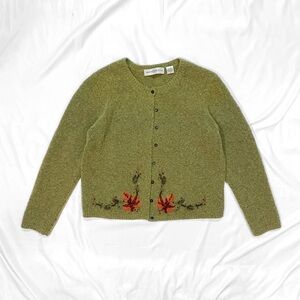 Vintage Olive Green Cardigan